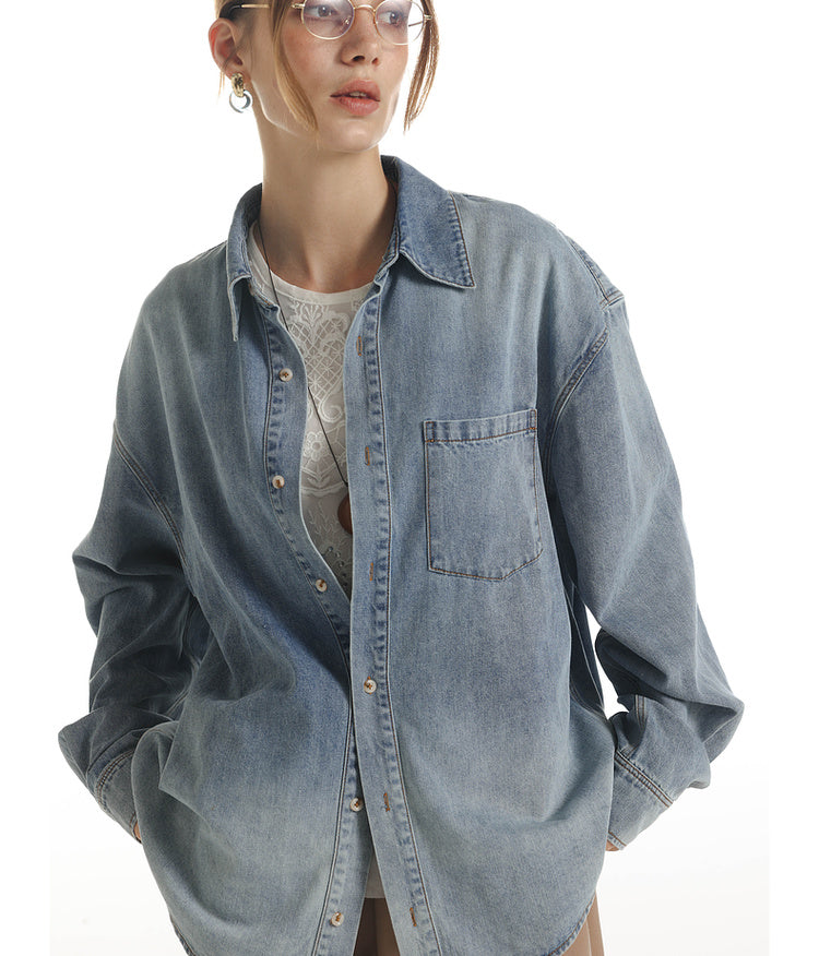 Vintage processed denim shirt