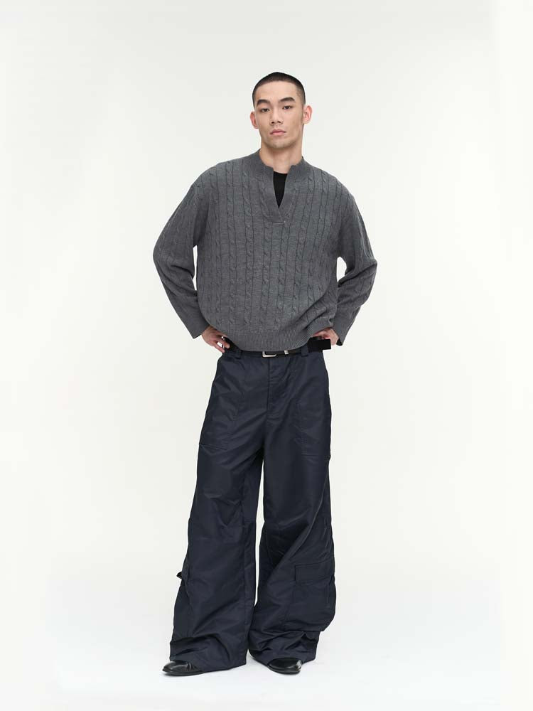 Nylon loose silhouette casual pants