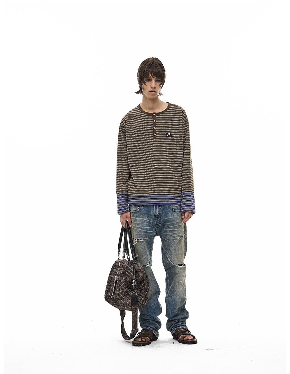 Pullover-Style Striped T-Shirt