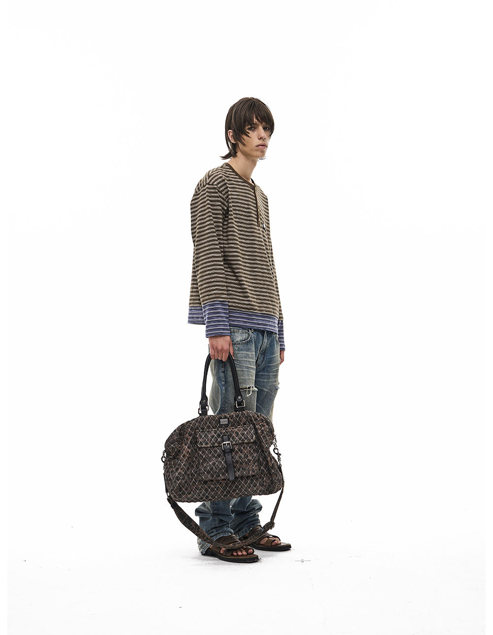 Pullover-Style Striped T-Shirt