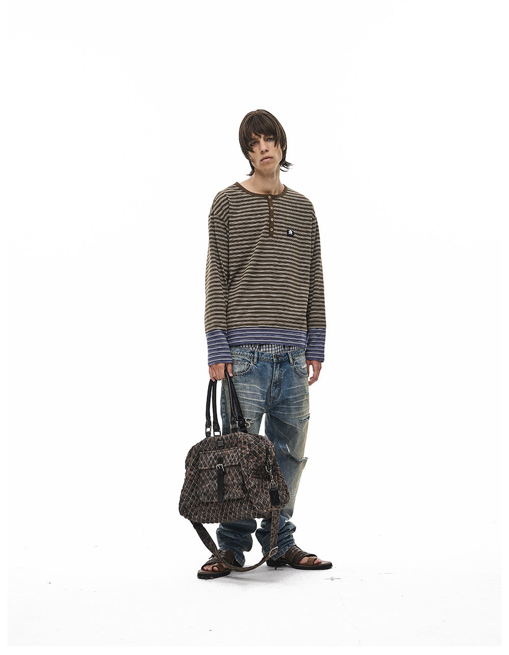 Pullover-Style Striped T-Shirt