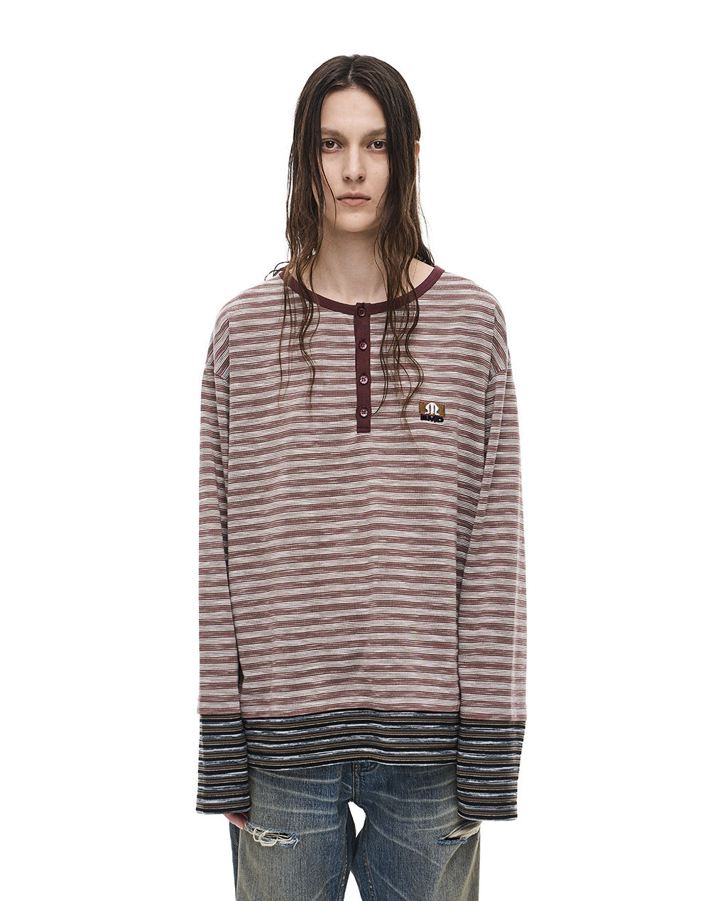 Pullover-Style Striped T-Shirt
