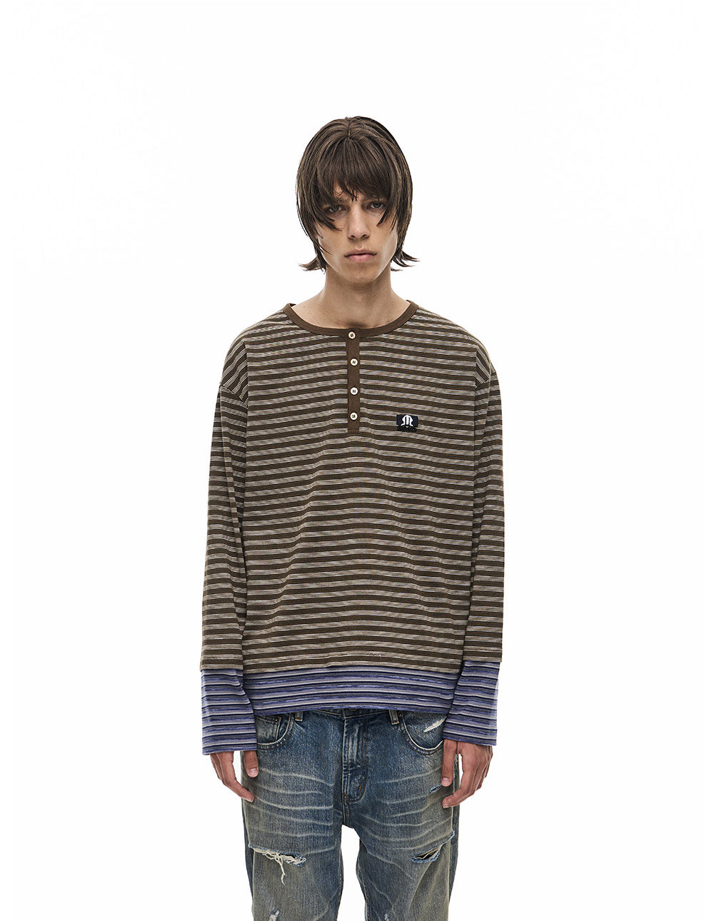 Pullover-Style Striped T-Shirt