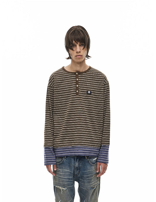 Pullover-Style Striped T-Shirt