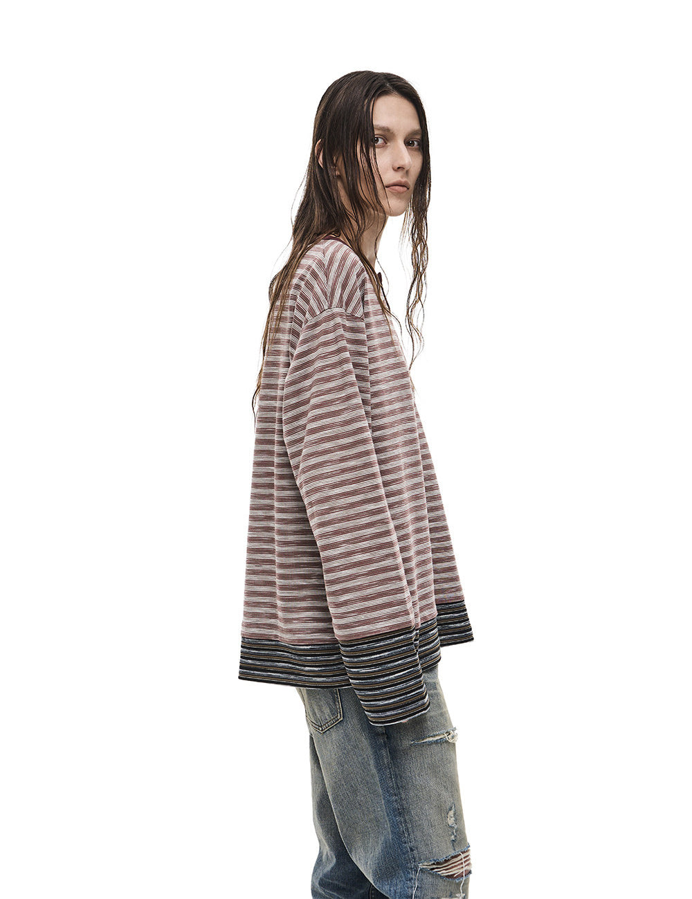 Pullover-Style Striped T-Shirt