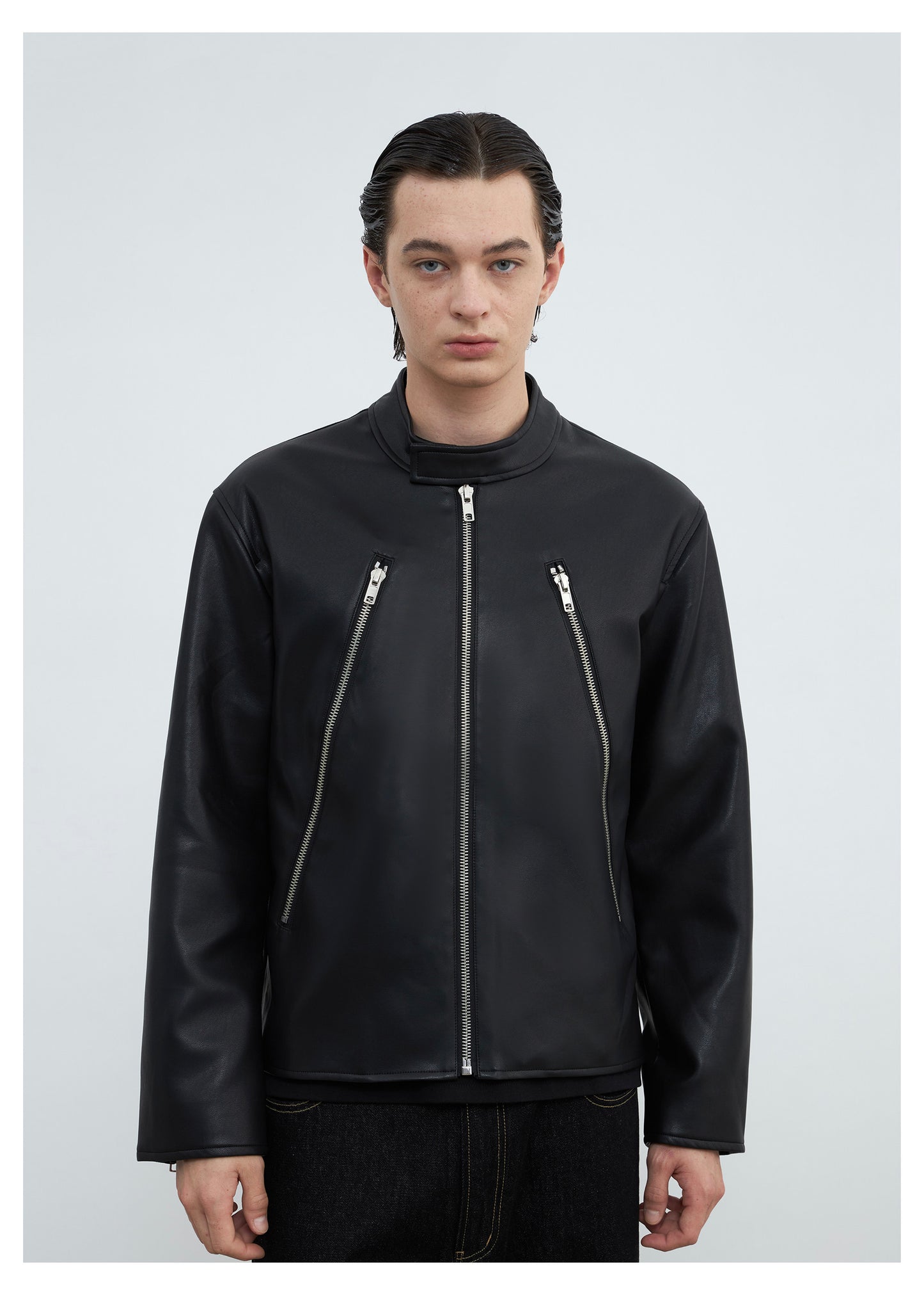 Faux Lambskin Multi-Zip Jacket