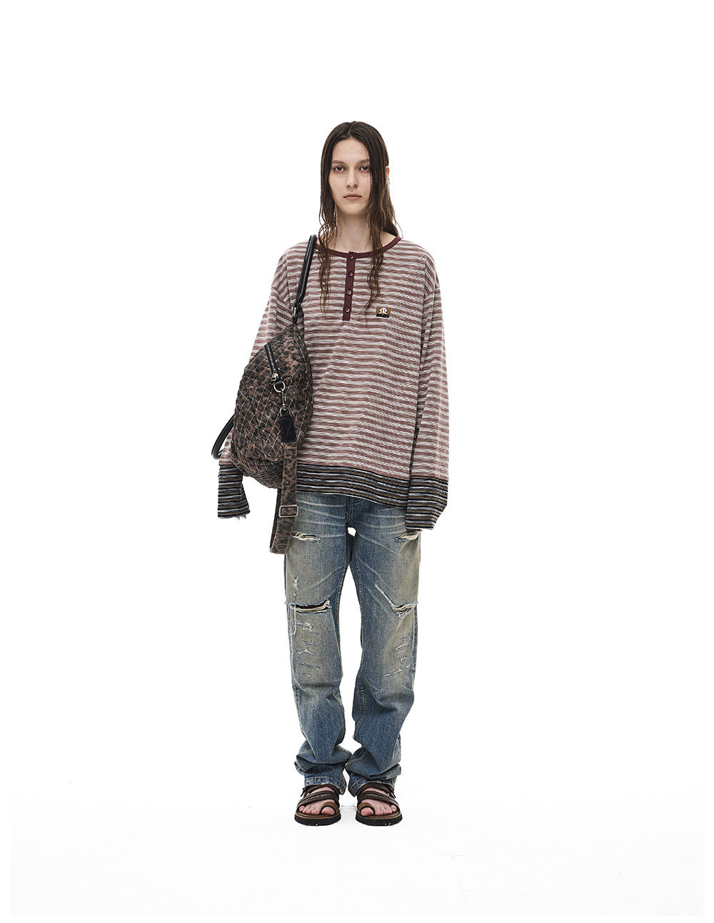 Pullover-Style Striped T-Shirt