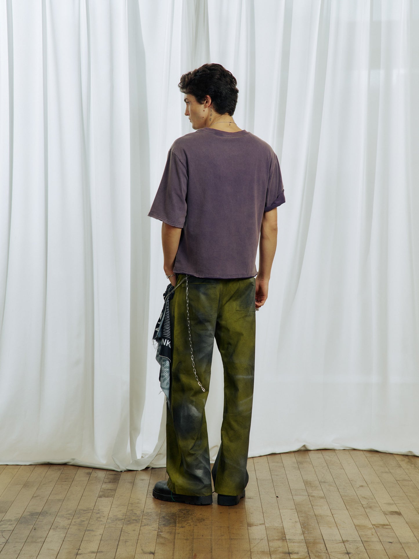 Hand-dyed Spray-Dye Straight Casual Pants