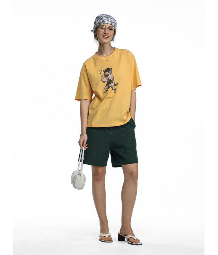 피부에 부드러운 프린트 티셔츠