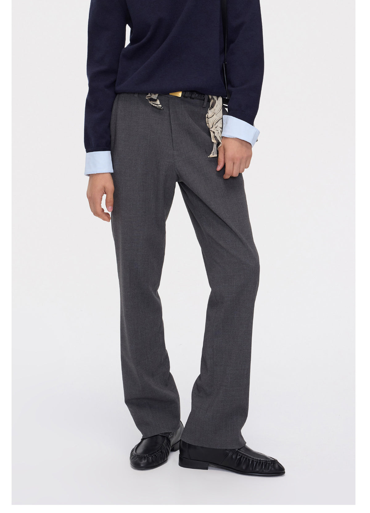 Wool-Blend Straight-Leg Casual Pants