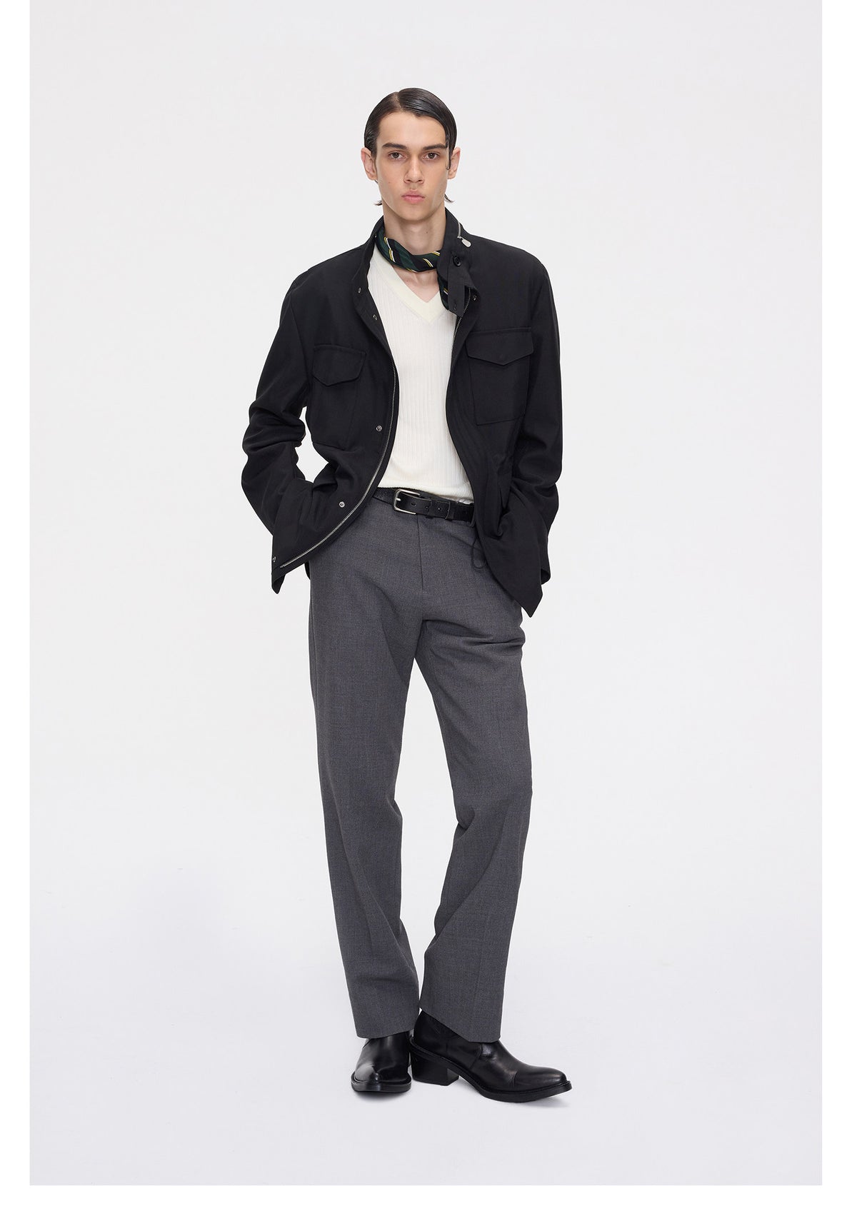 Wool-Blend Straight-Leg Casual Pants