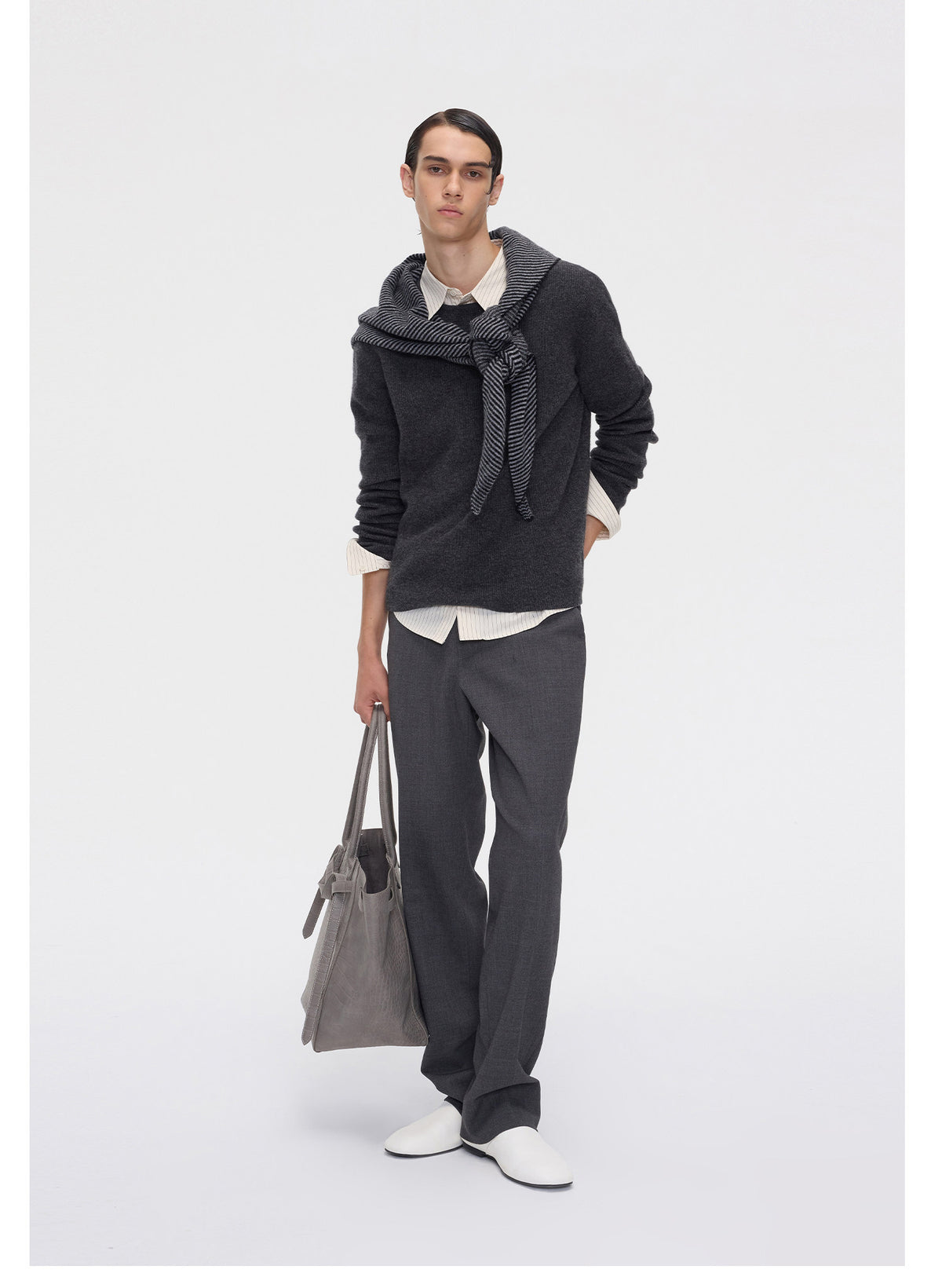 Wool-Blend Straight-Leg Casual Pants