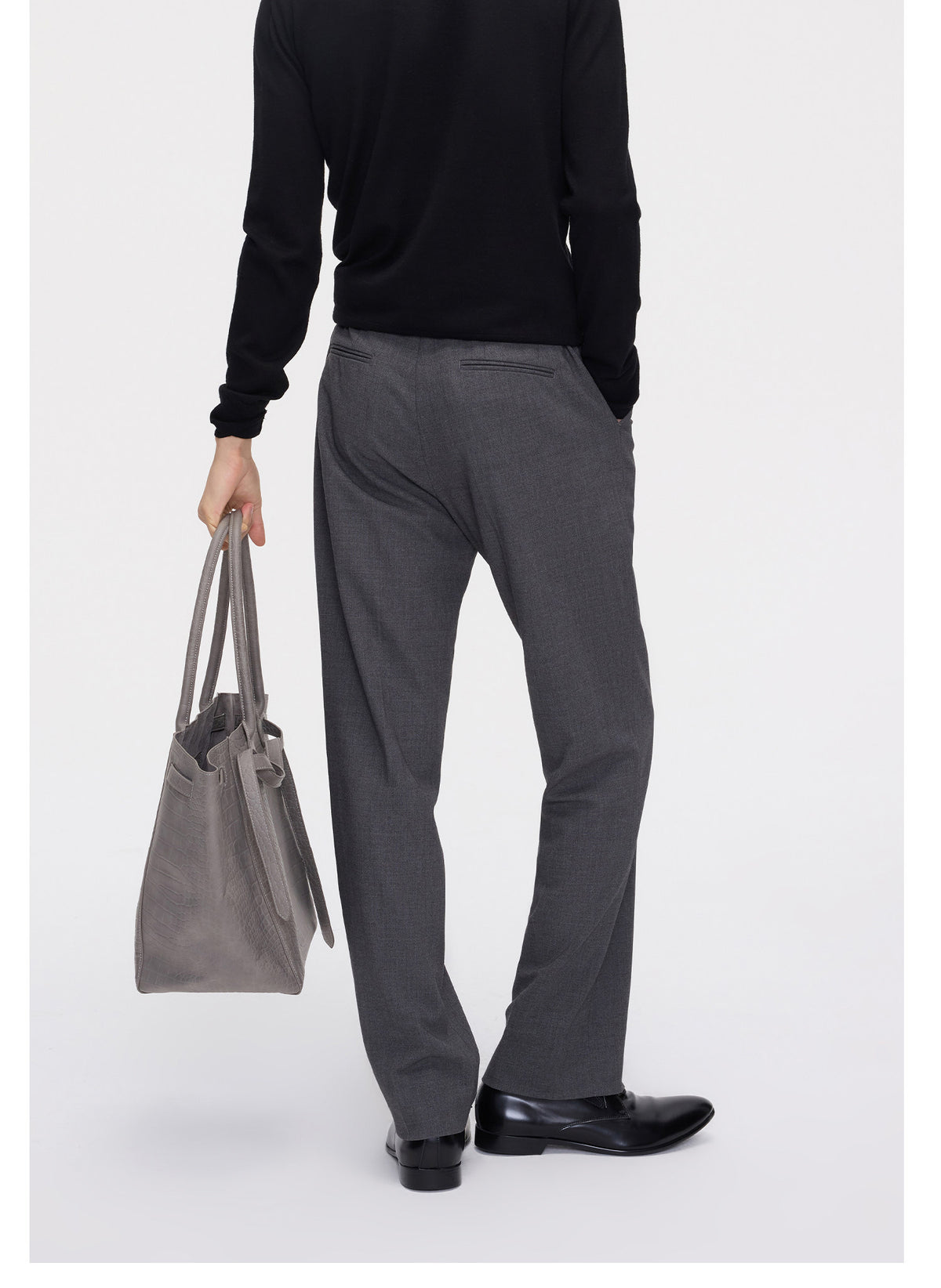 Wool-Blend Straight-Leg Casual Pants