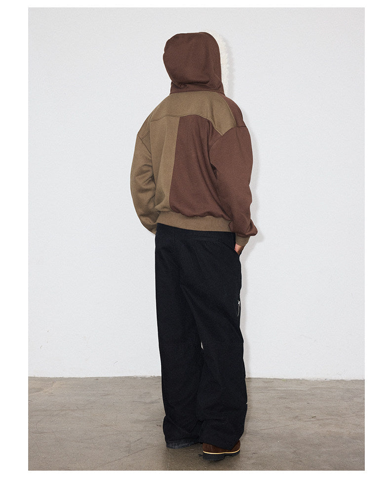 Brushed Fleece Lined Hoodie with Fur Collar