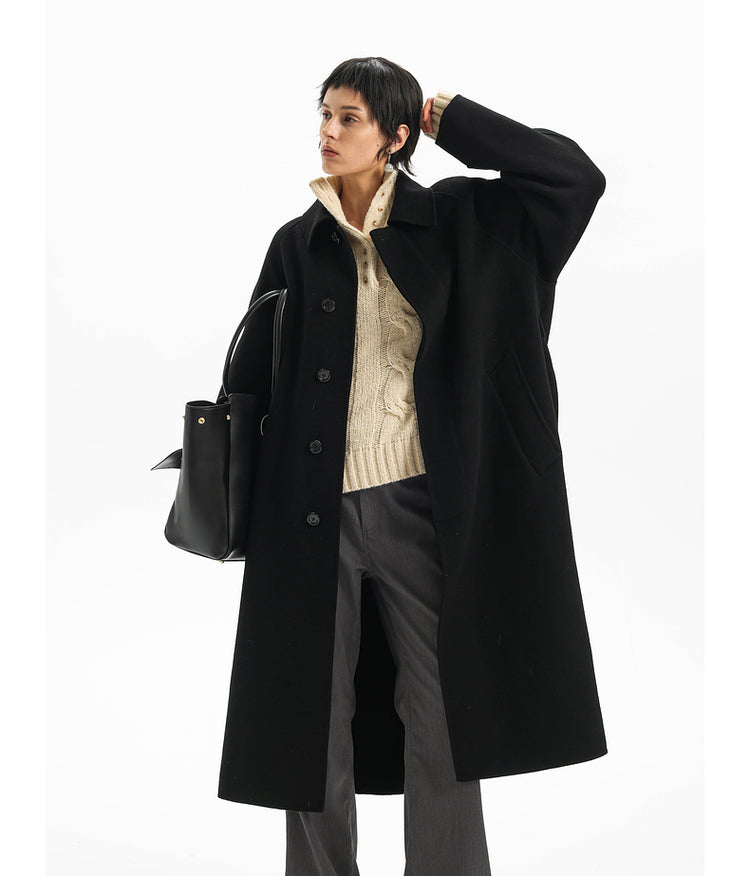 Raglan handmade wool long coat