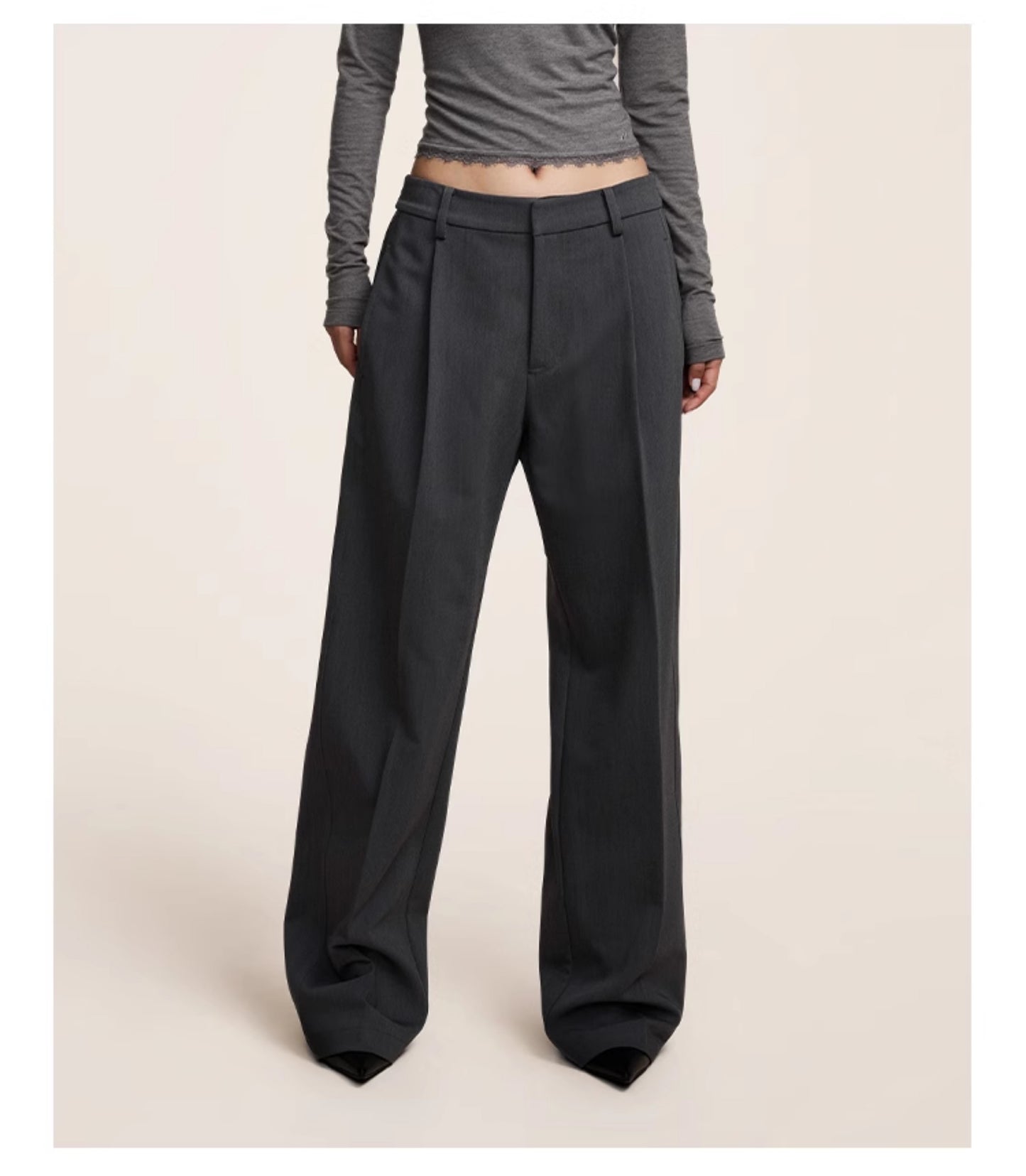 Semi-Elastic Waist Loose Straight Casual Pants