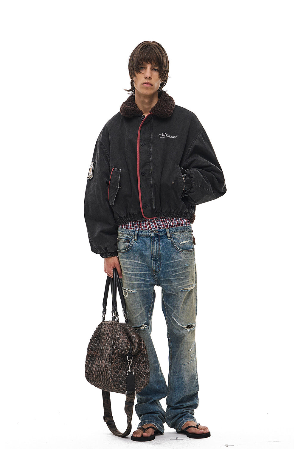 Jacket with a lambswool collar
