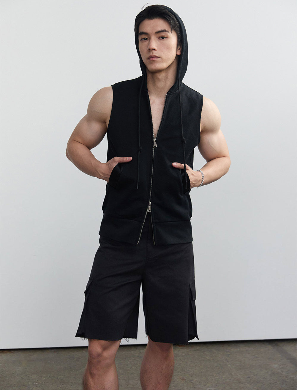 더블 지퍼 민소매 베스트