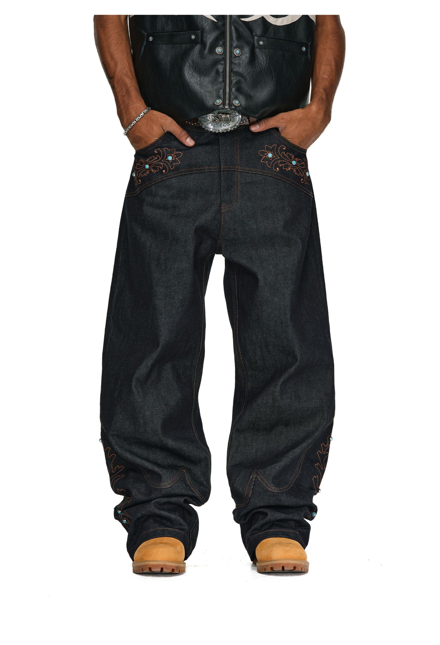 Embroidered Stone Jeans