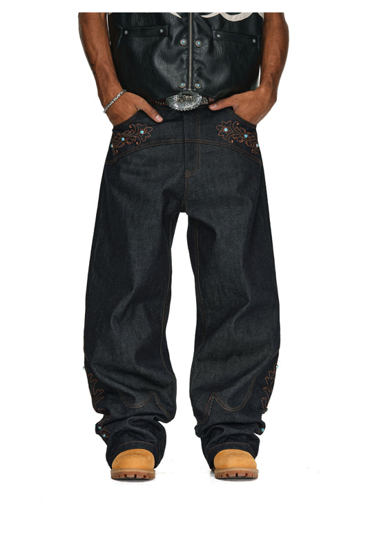 Embroidered Stone Jeans