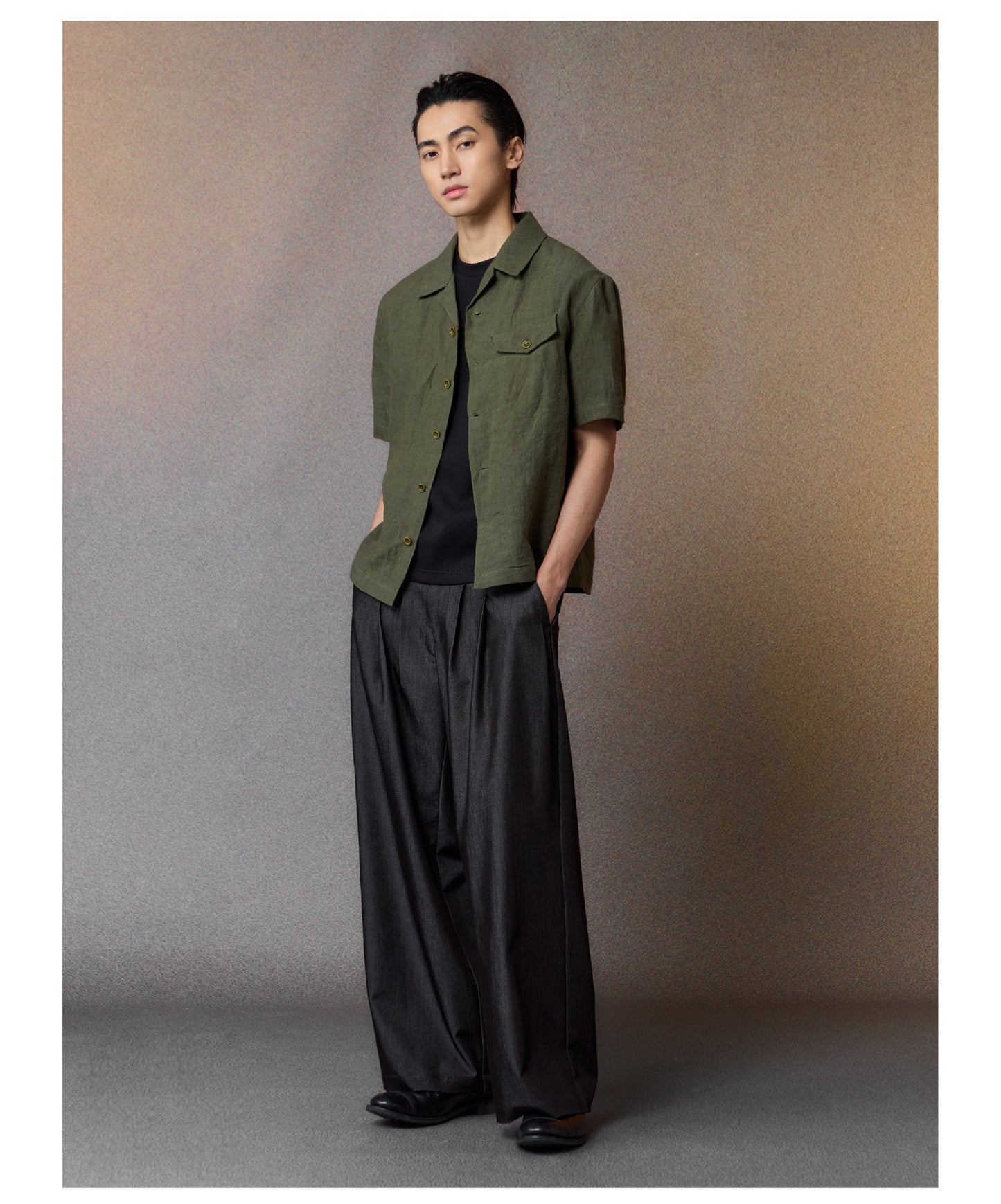 Draped Straight-Leg Pants