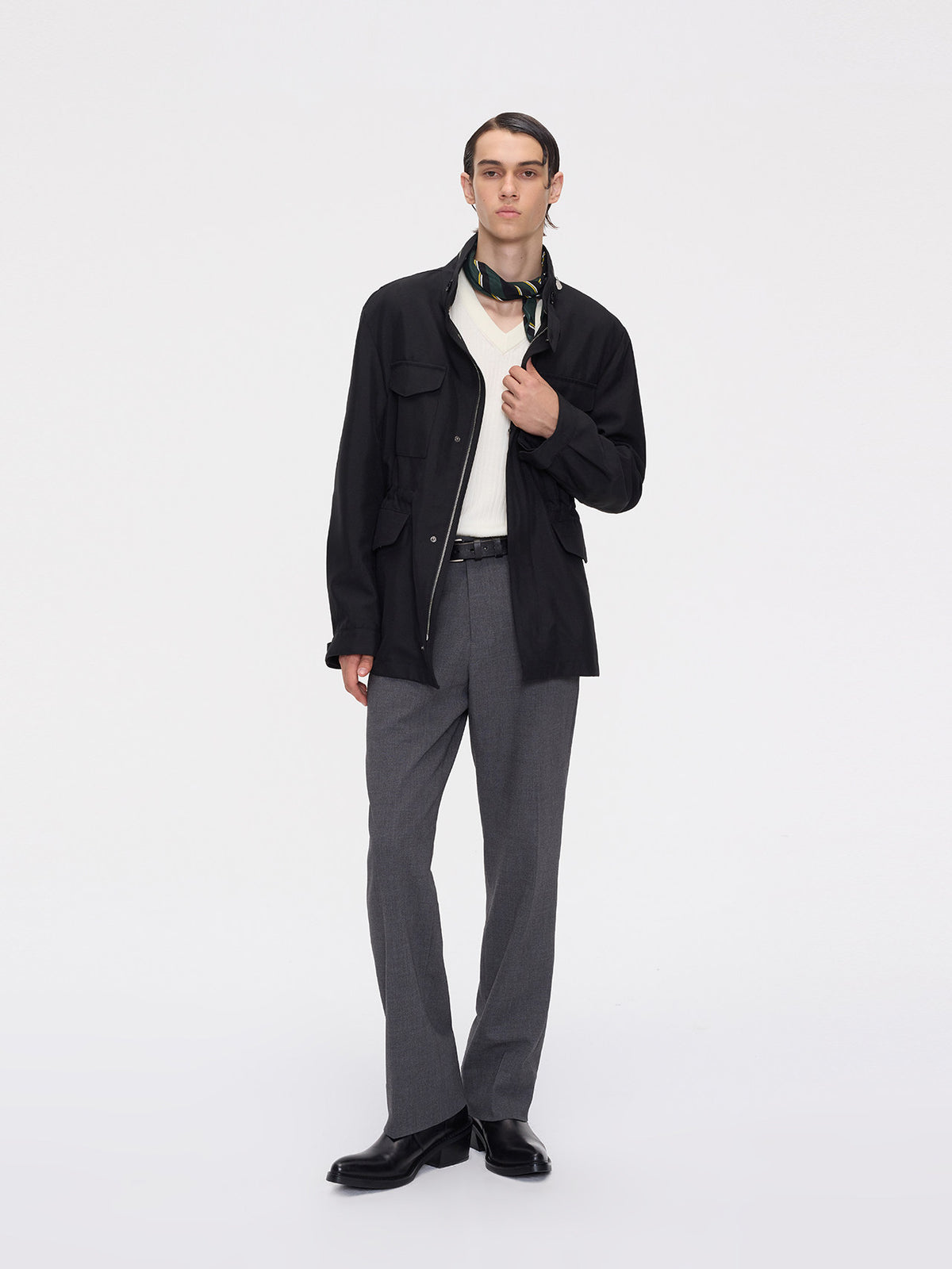 Pocket-Cut Stand-Collar Jacket
