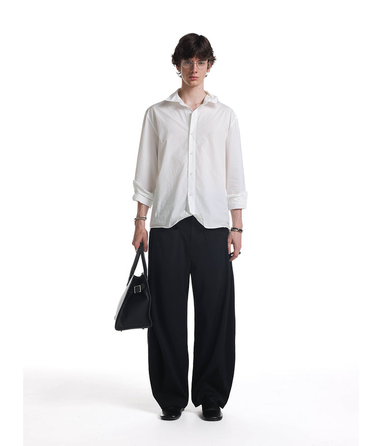 Casual pants with 3D wrinkle prevention