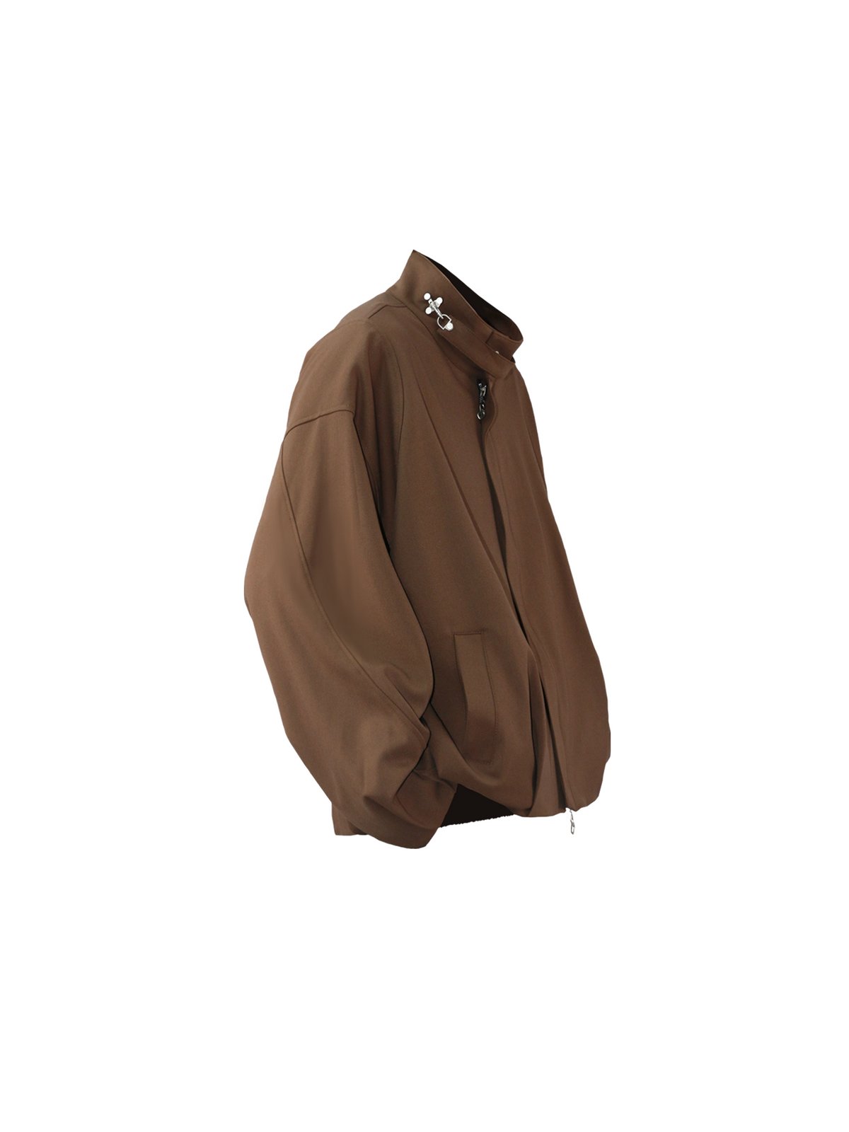 Casual Stand-Collar Jacket with 3D Pleats