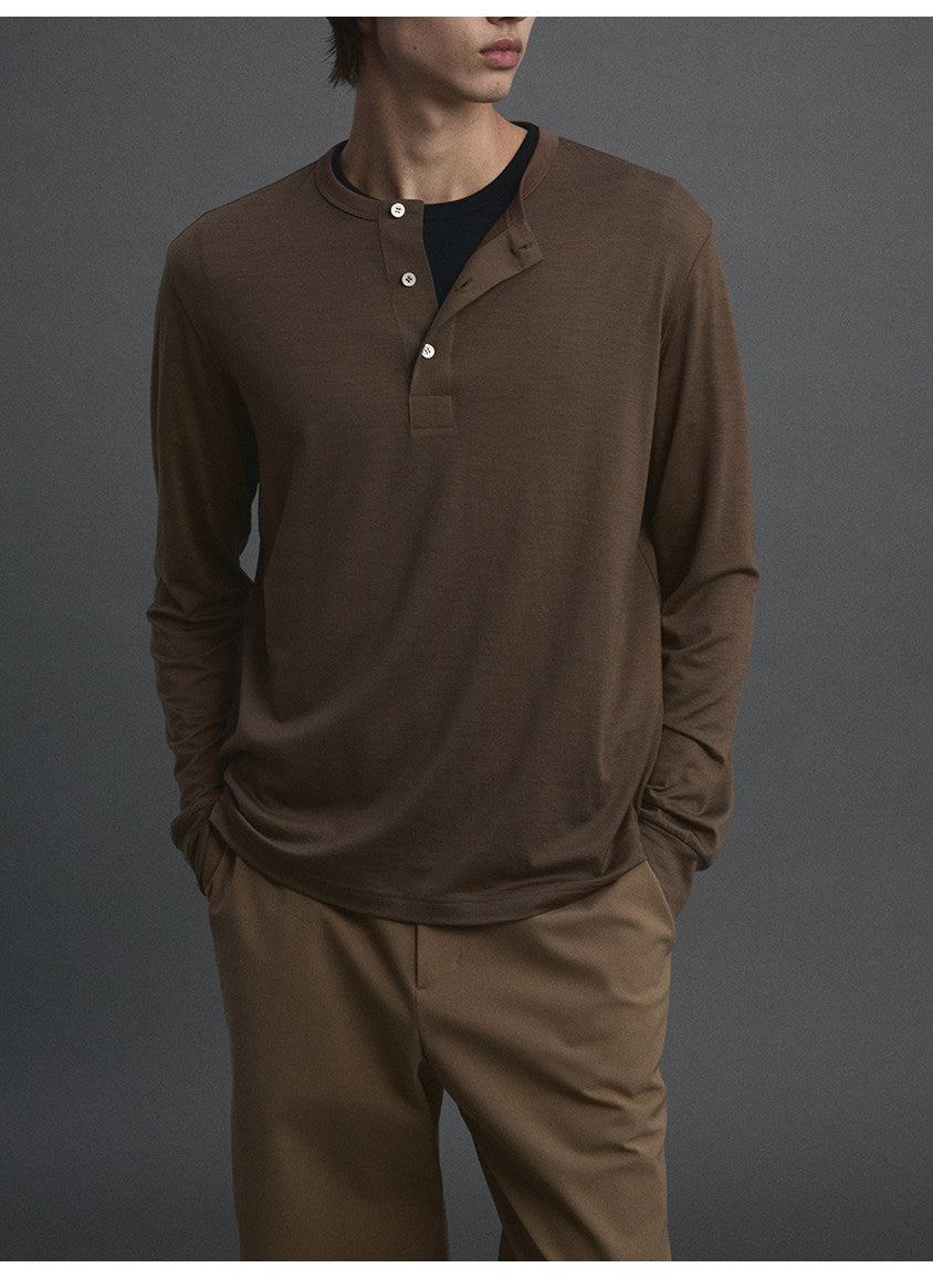 Merino Wool Henley-Neck Standard T-Shirt