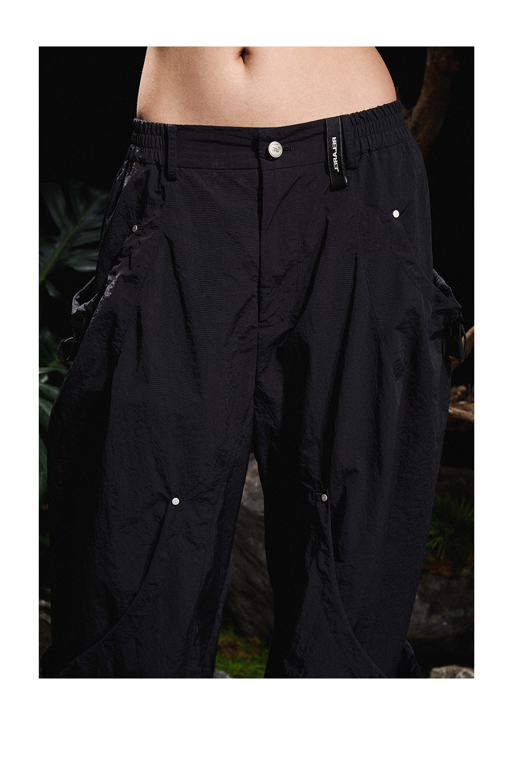 6-pocket drawstring nylon pants