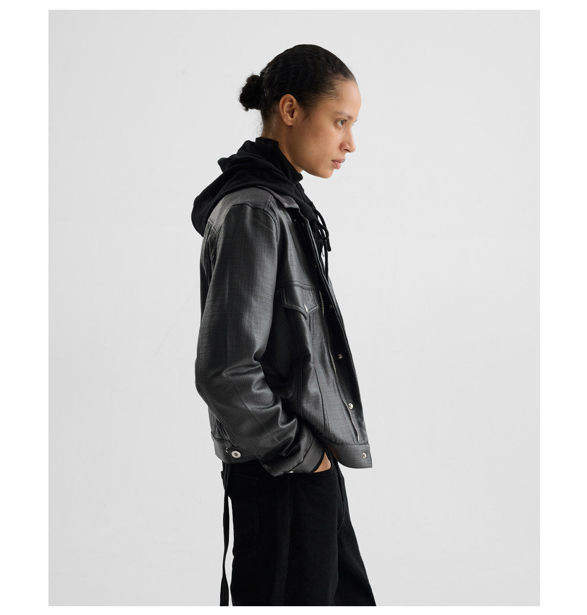 Coated Short Biker Jacket