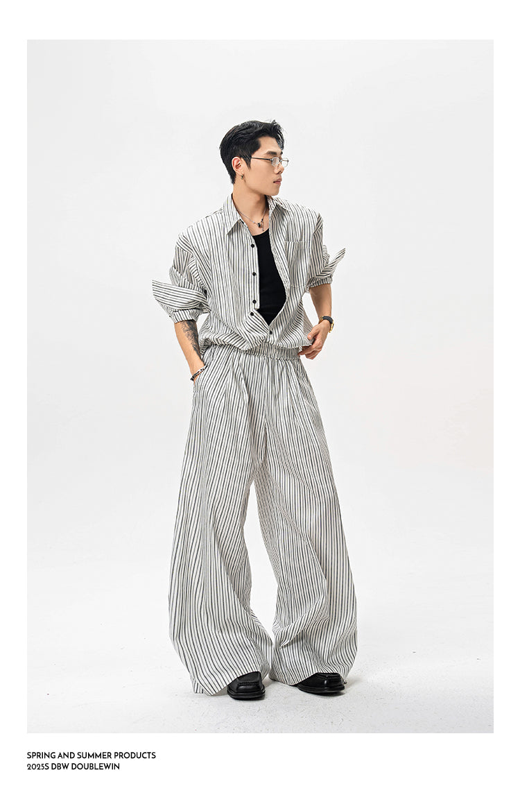 Striped shirt with adjustable hem