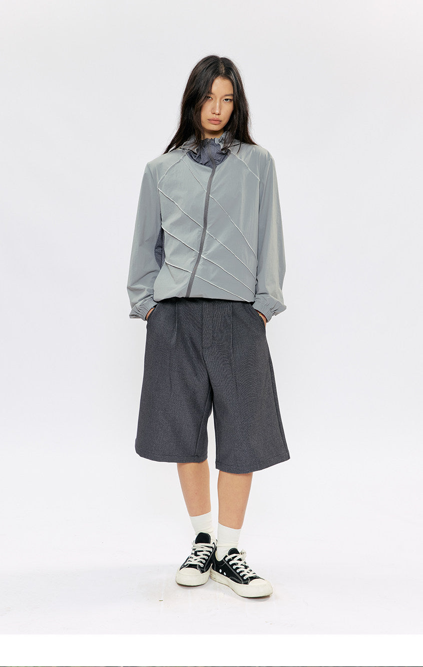 Diagonal-Zip Sunshade Jacket