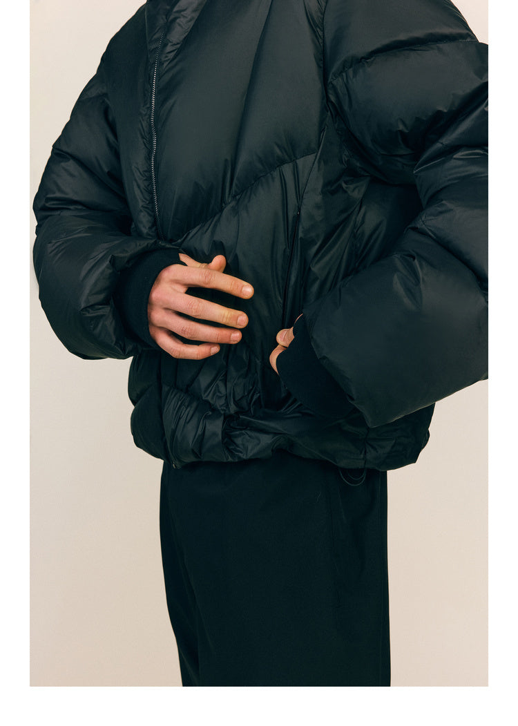Down jacket with detachable hood