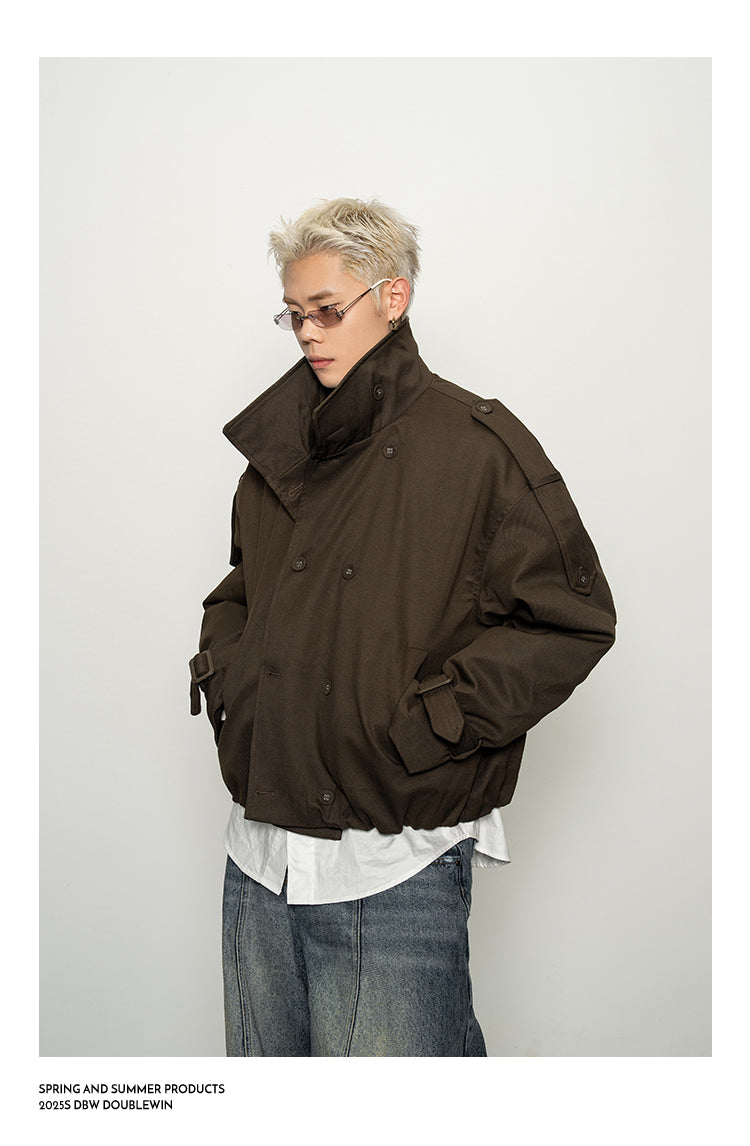 Stand Collar Wide Quilted Jacket