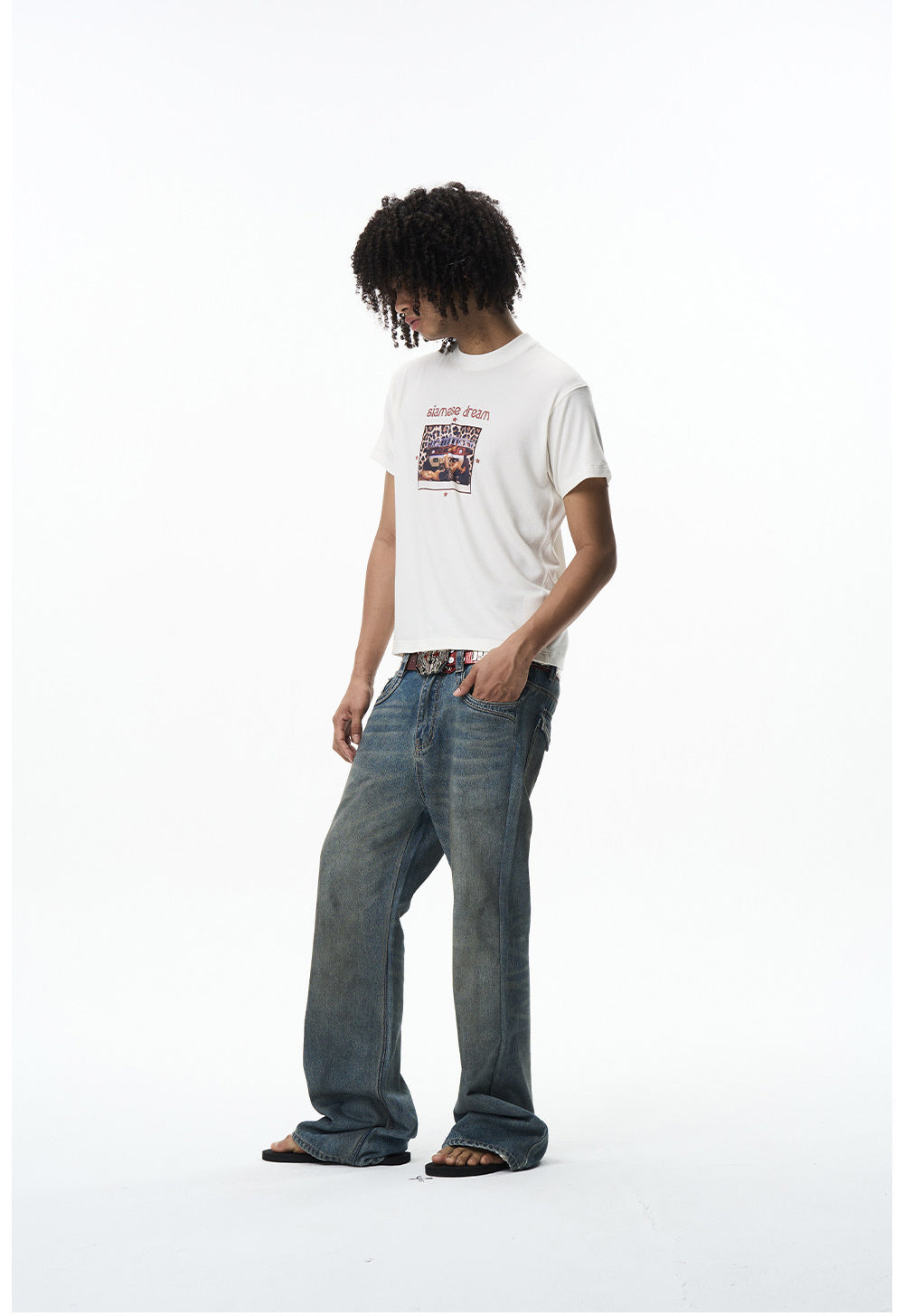 Double Chunky Thread-Washed Dirty Jeans