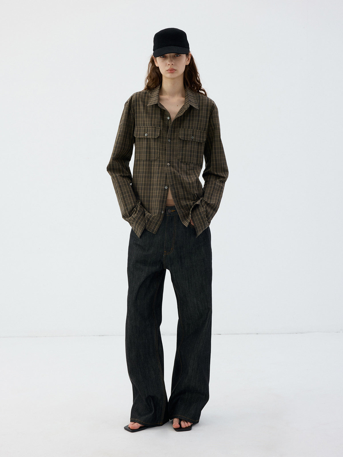 Black Checkered Shoulder Shirt