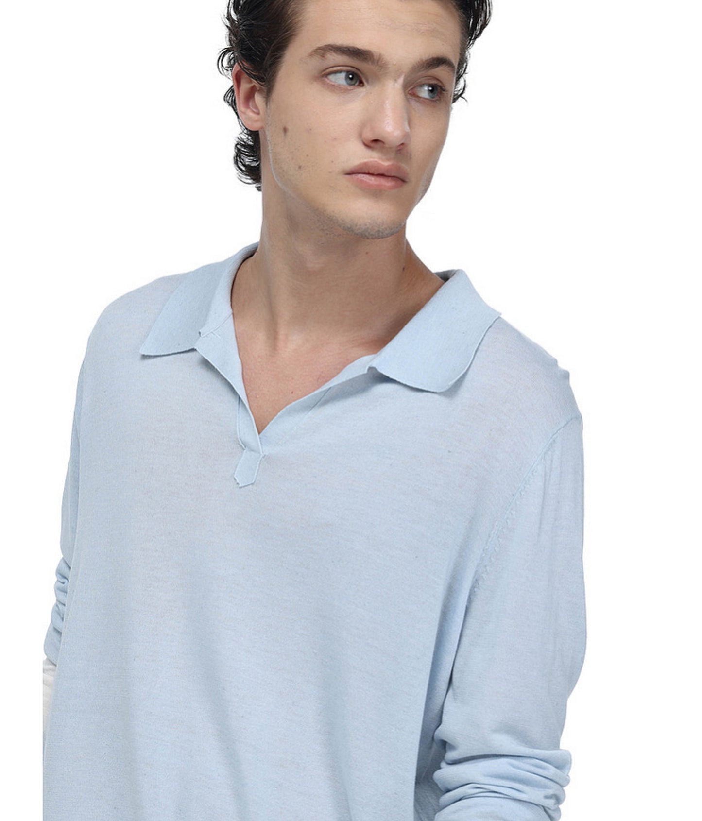 Linen-Blend Knit Polo Shirt