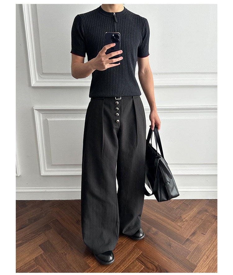 Niche Design Zipper Knit Shirt