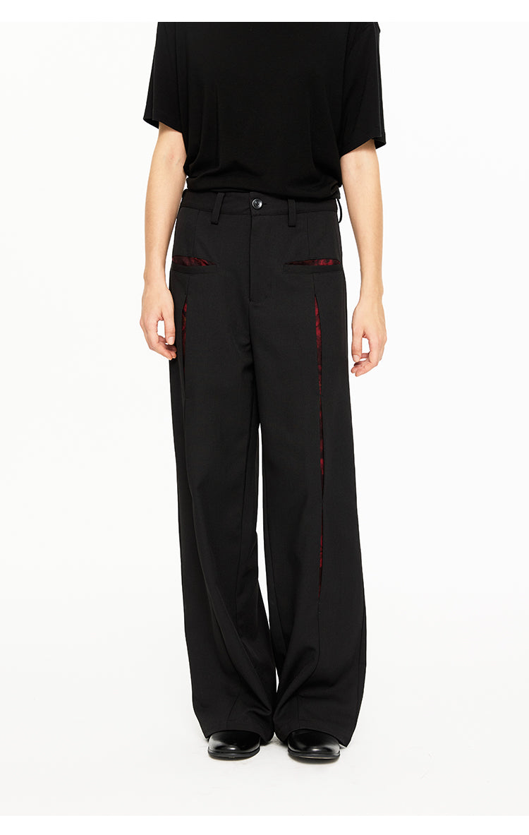 Contrast color straight pants