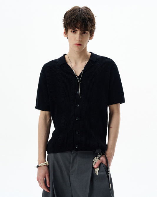 Retro Hemp Pattern Knit Shirt