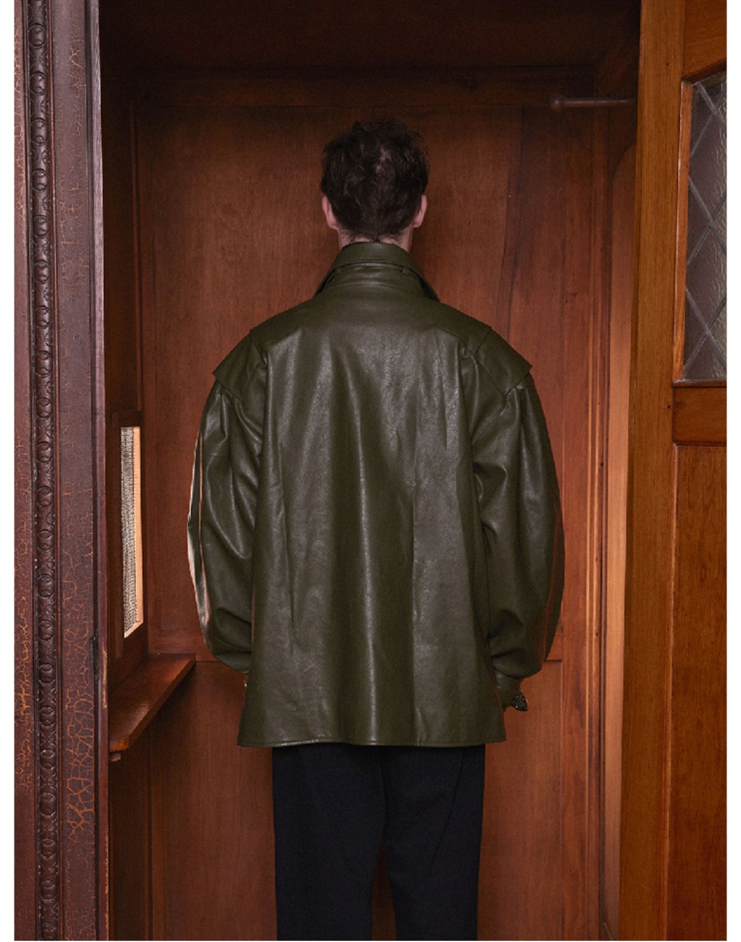 Metal Buckle Loose Leather Jacket