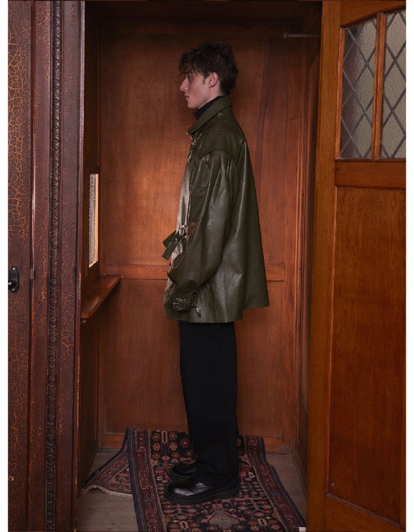 Metal Buckle Loose Leather Jacket