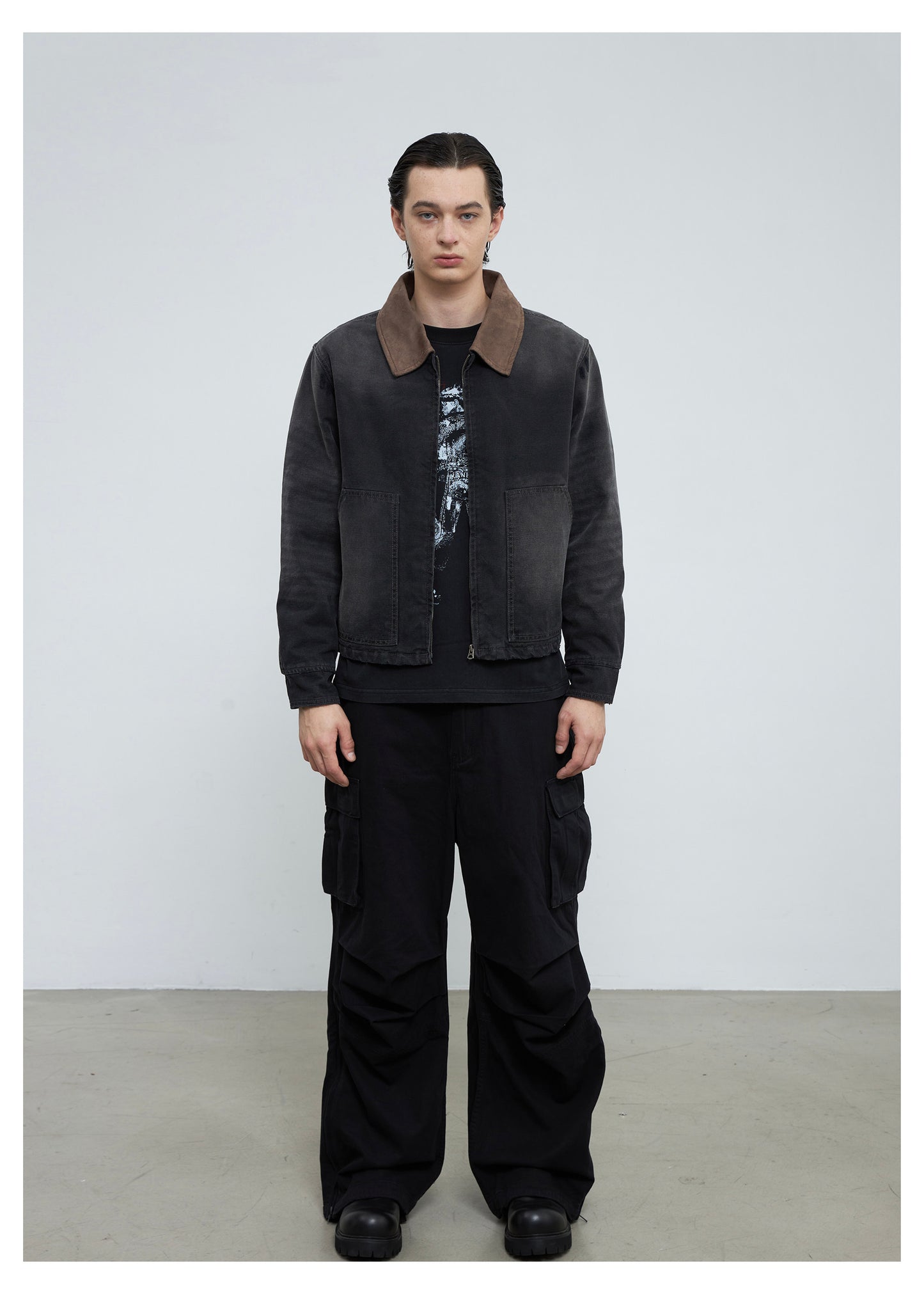 Suede Collar Work Jacket