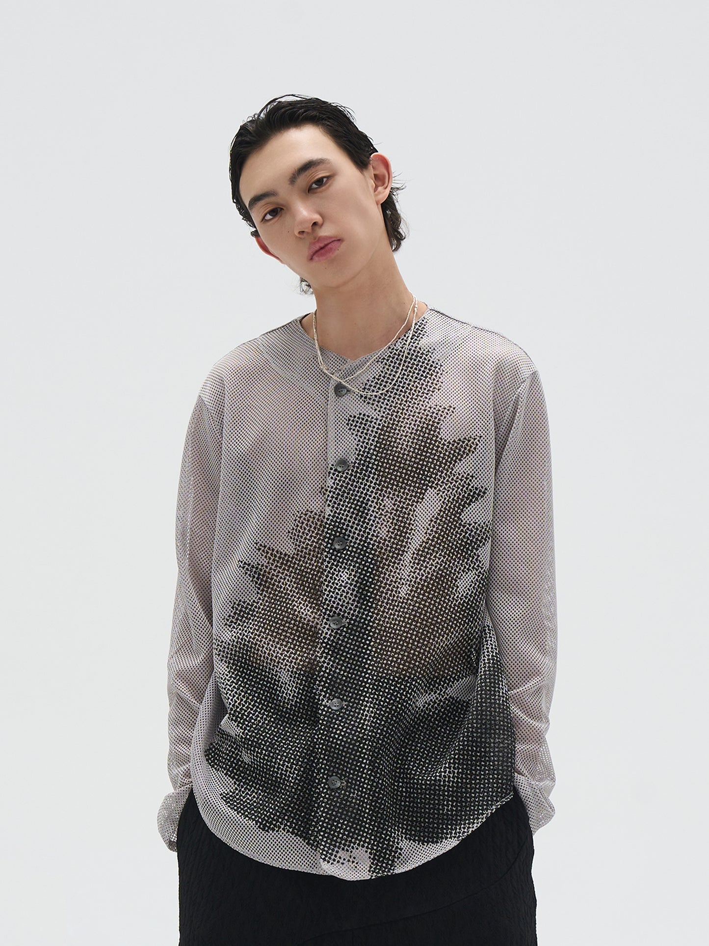 Printed Mesh Baseball Shirt