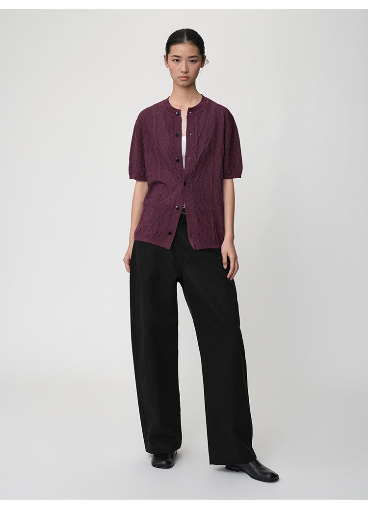 Curved Straight-Leg Casual Pants