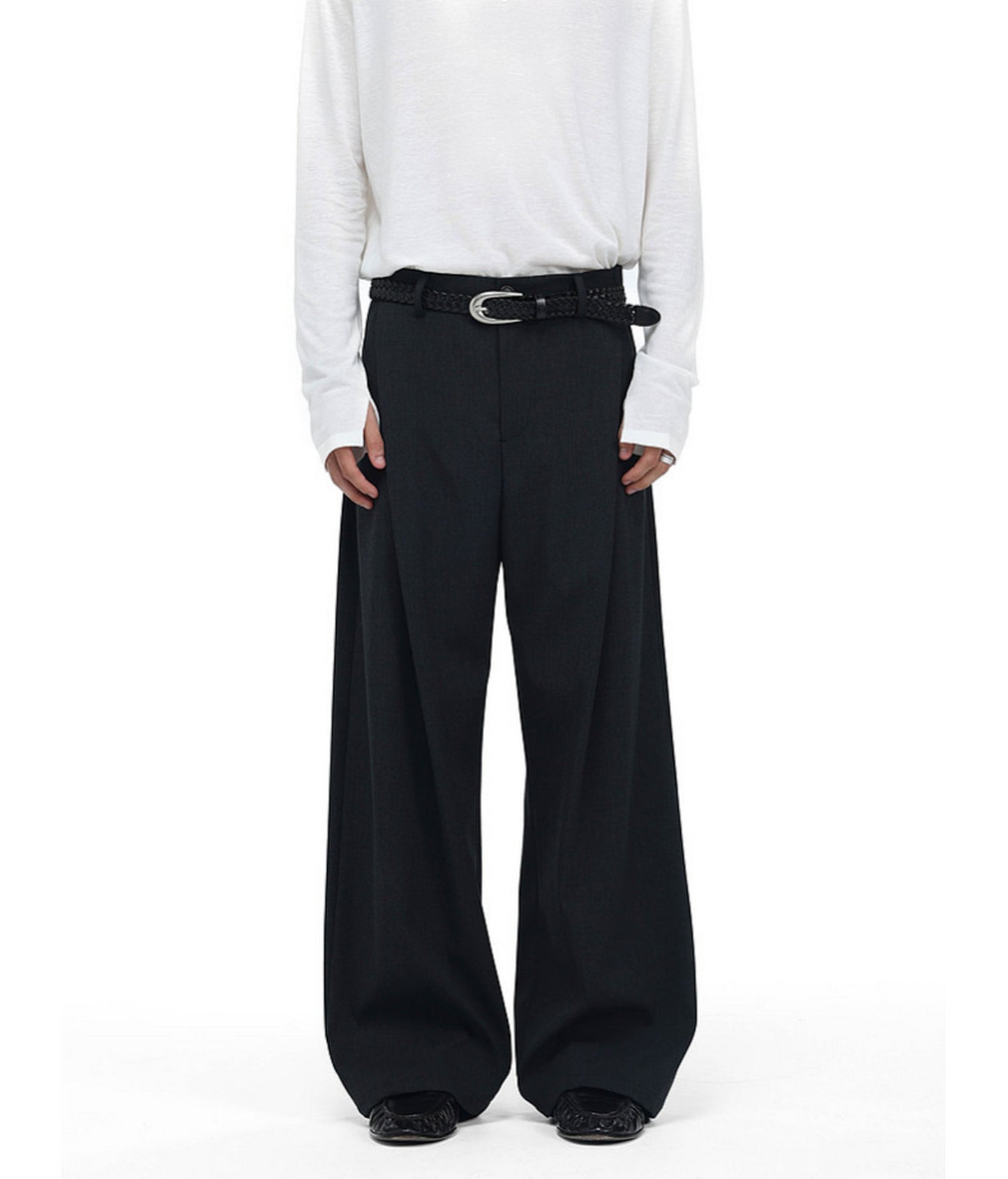Vintage-Style Pleated Casual Pants