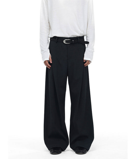 Vintage-Style Pleated Casual Pants