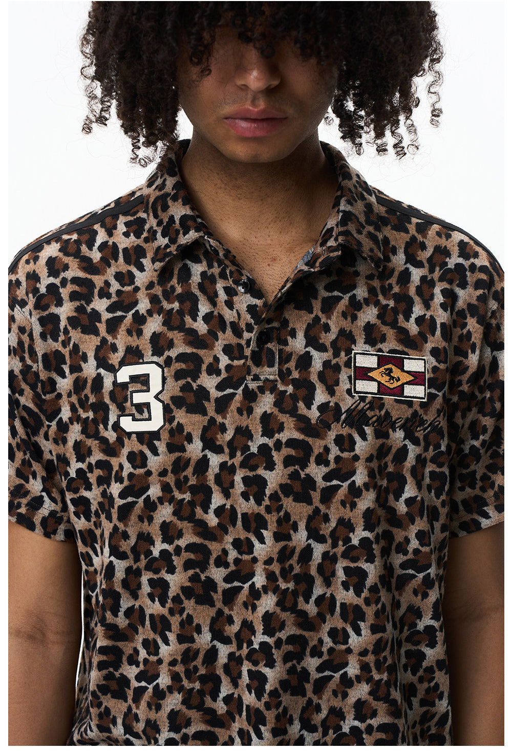 Vintage Polo Shirt with Leopard-Print Embroidery