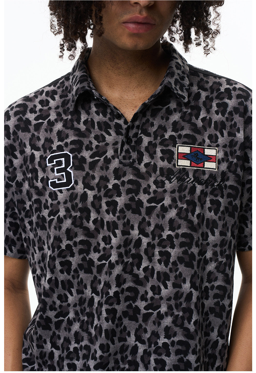 Vintage Polo Shirt with Leopard-Print Embroidery
